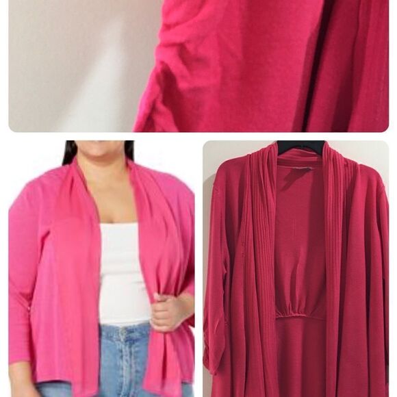 PLUS SIZE PINK CASCADE CARDIGAN - Picture 1 of 8